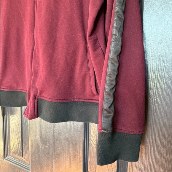 Y2K Polo Ralph Lauren Full Zip Maroon Bomber Jacket with Black Satin Stripe XXL - Picture 3 of 9